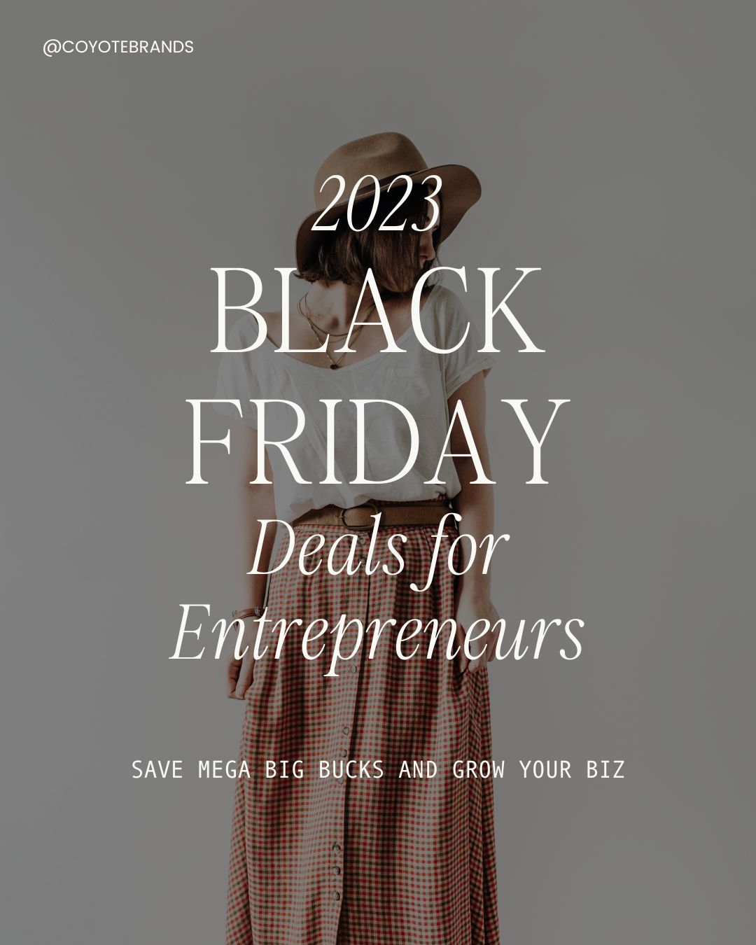 Girl in fall clothes with the title 2023 Black Friday Deeals for Entrepreneurs